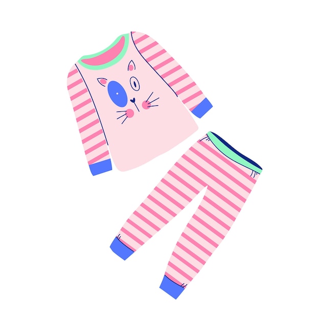 Premium Vector  Cute pajama set for girls textile nightwear for