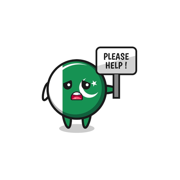 cute pakistan flag hold the please help banner
