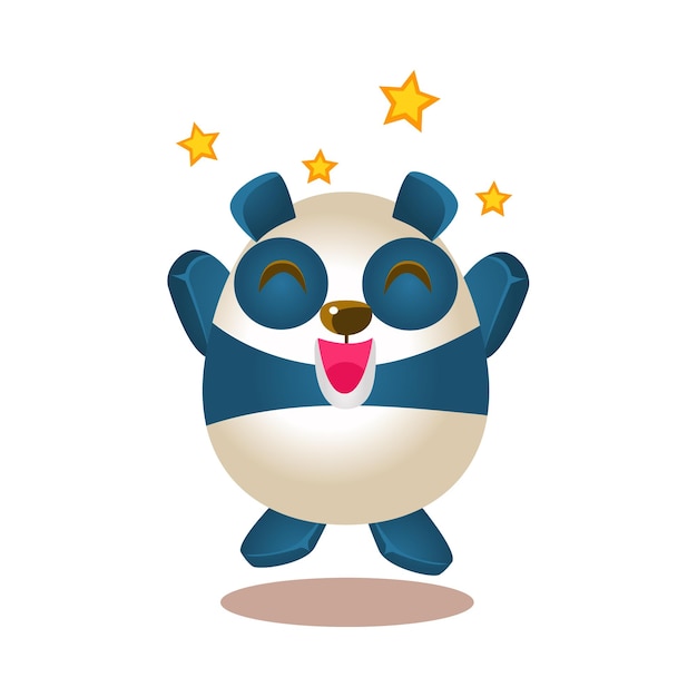 興奮して恍惚としたジャンプ ヒト化漫画のクマのキャラクターとかわいいパンダ アクティビティ イラスト