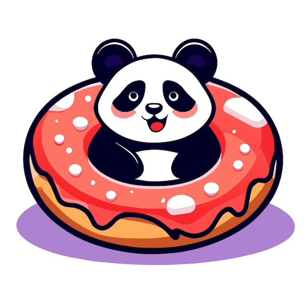 Милый медведь-панда, нарисованный рукой, плоский стильный талисман, рисунок персонажа мультфильма, концепция наклейки иконы