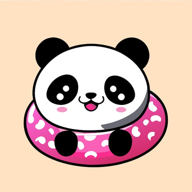 Carino orso panda disegnato a mano piatto elegante mascotte personaggio di cartone animato disegno adesivo icon concept