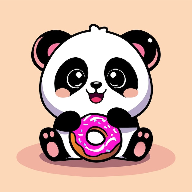 Vector cute panda bear hand drawn flat stylish mascot cartoon character drawing sticker icon concept