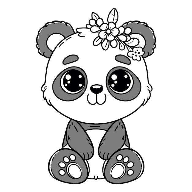 Cute panda bear vector illustration isolated on white background