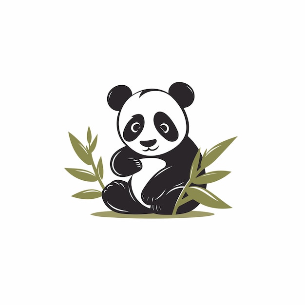Vector cute panda bear vector logo design template panda bear illustration