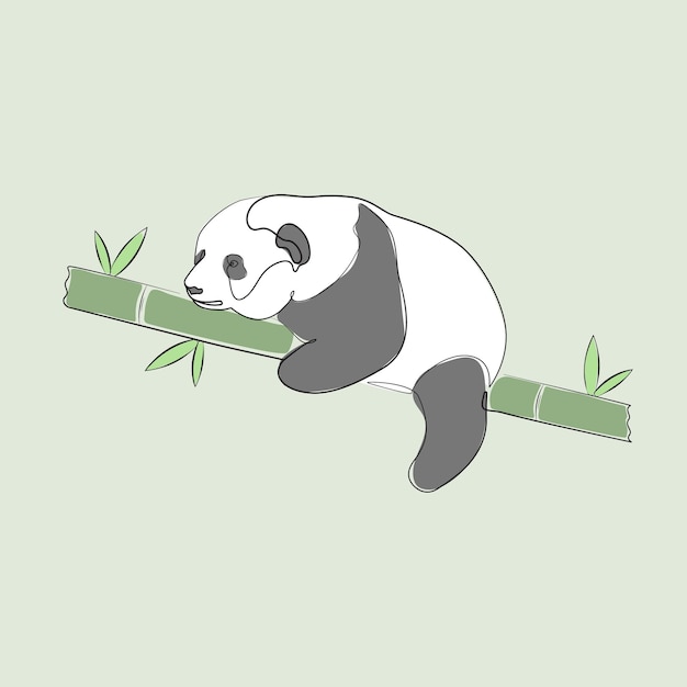 Милый медведь панда с бамбуковым элегантным стилем искусства линии