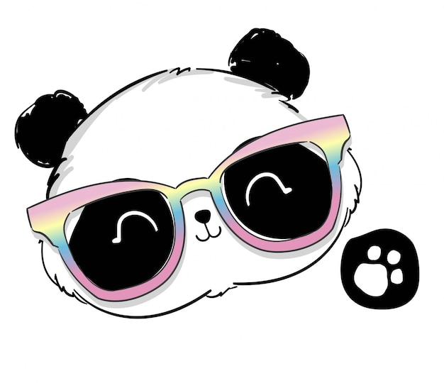 Premium Vector  Cute panda bear with glasses illustration.