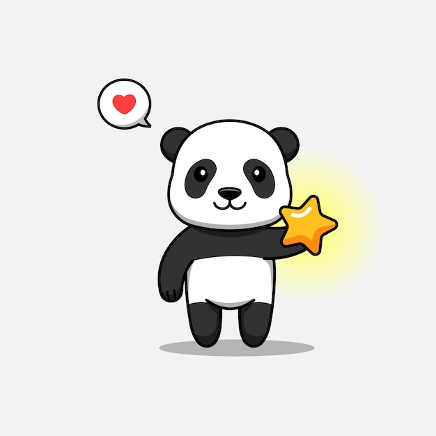 Cute panda caring shining star