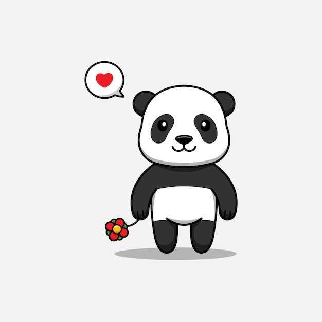 Милая панда с цветком