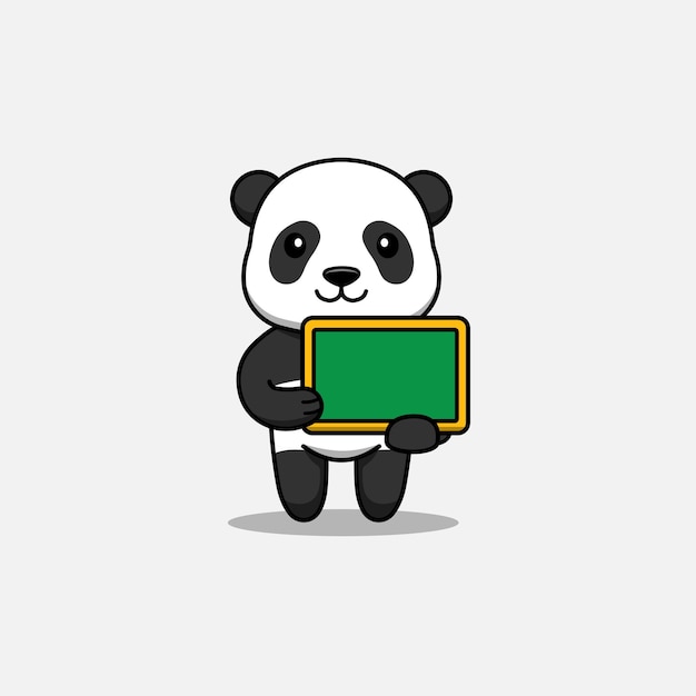 Cute panda carrying a chalkboard