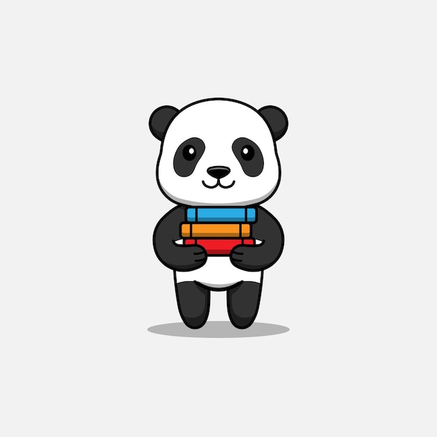 Cute panda carrying some books