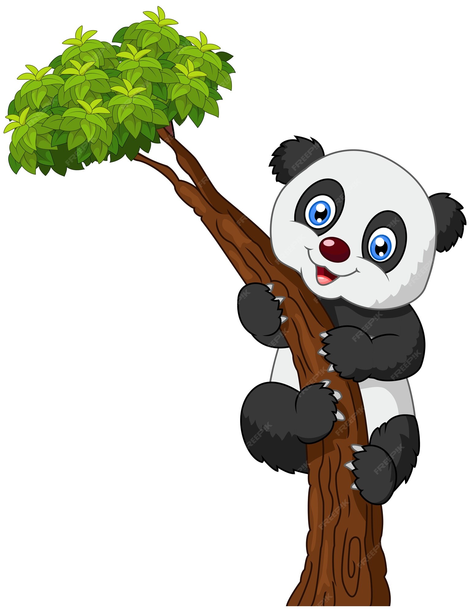 Premium Vector, Cute little panda hanging in the tree