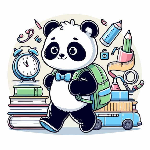 cute panda cartoon isolated on white background vector illustration