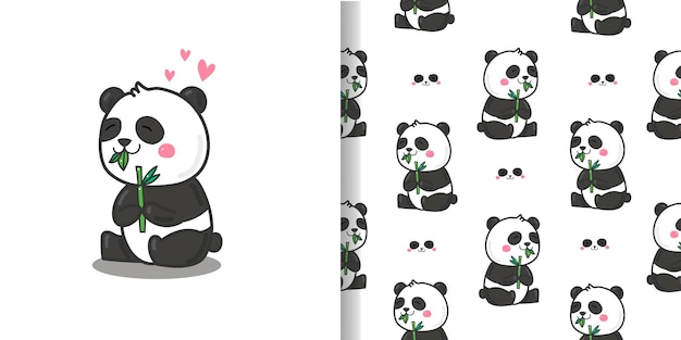 Cute panda cartoon pattern seamless background