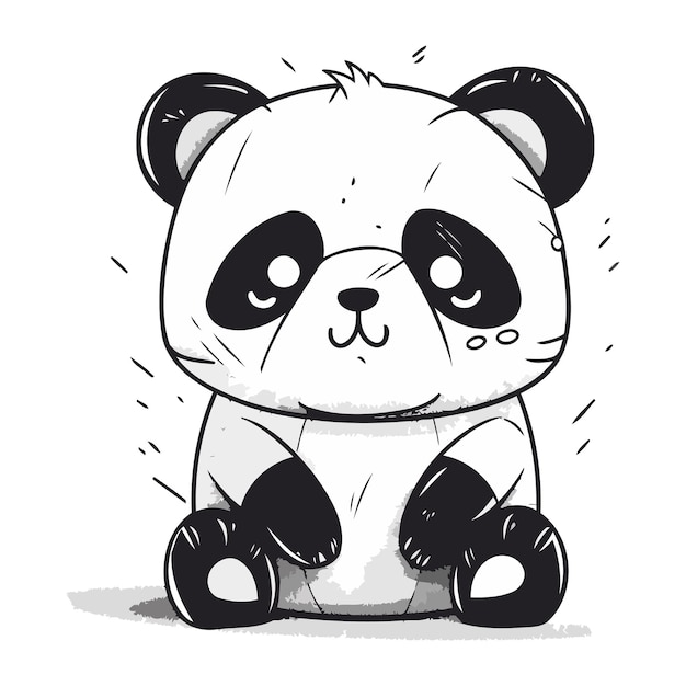 Cute panda cartoon vector illustration hand drawn panda