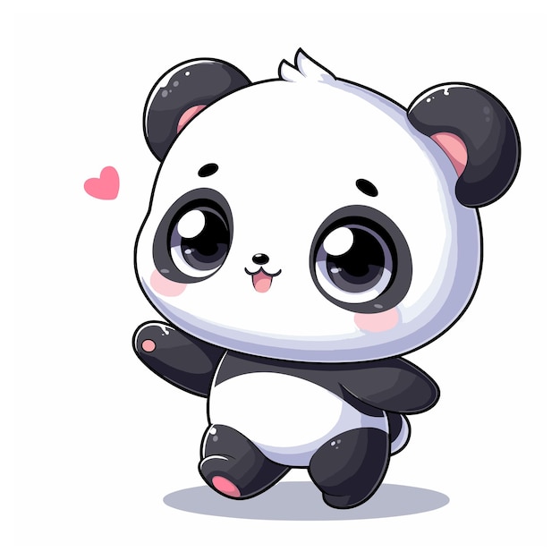 Vector cute panda cartoon vector on white background