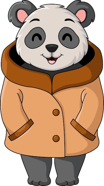 Cute panda cartoon wearing jacket