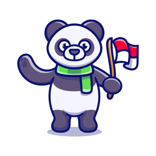 Милая панда празднует день независимости индонезии
