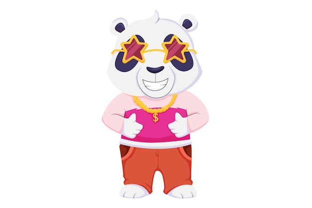 Cute Panda Character Design Illustration