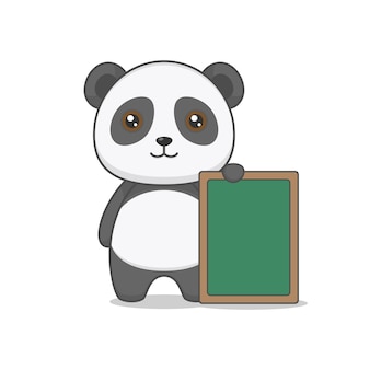 Simpatico personaggio panda che tiene scheda