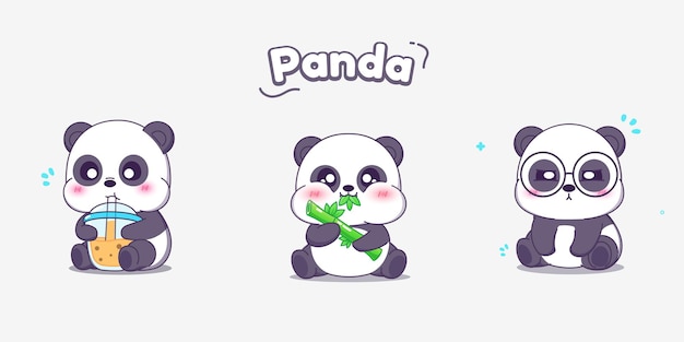 Cute panda character vector illustration