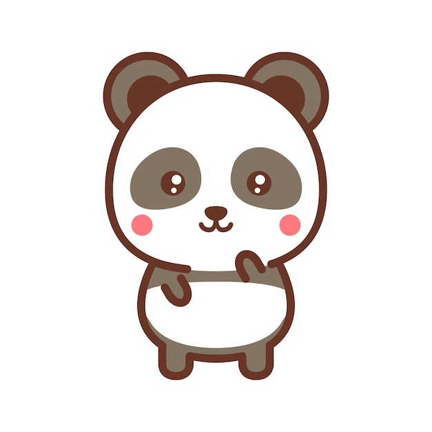 Un carino personaggio panda con una faccia felice.
