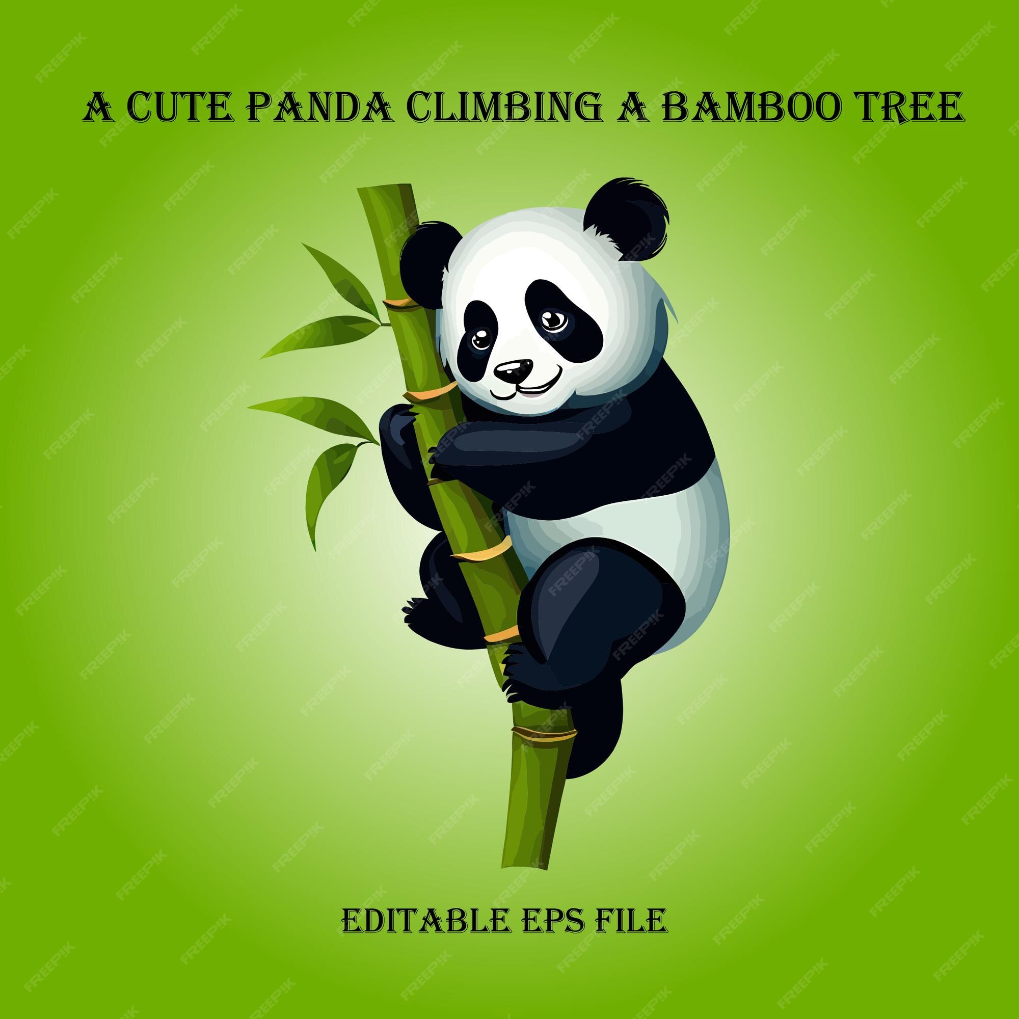 Premium Vector A cute panda climbing a bamboo tree