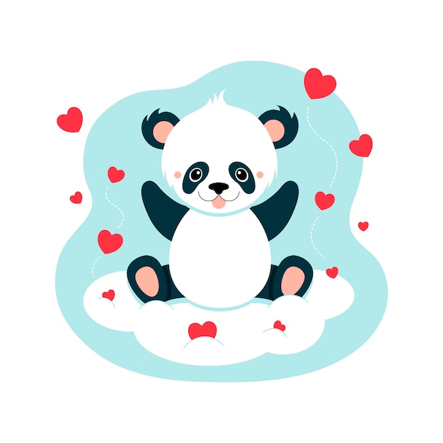 Cute panda on cloud Baby animal concept illustration for nursery character for children