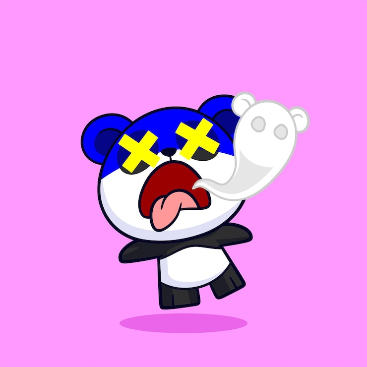 Vector cute panda dead with soul come out form mouth concept isolated premium vector flat cartoon style