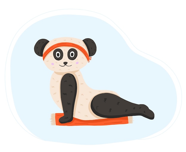 Panda carino che fa esercizio di yoga in stile cartone animato