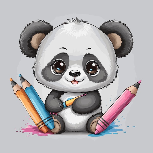 Вектор Миленькая панда рисует вектор на белом фоне