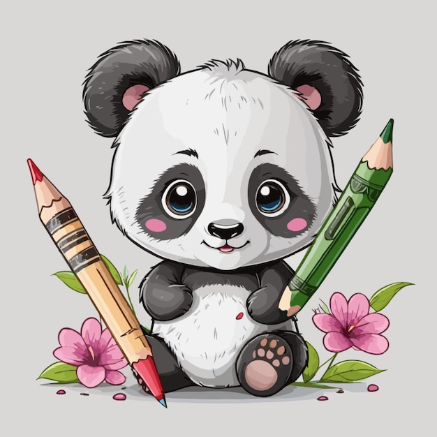 Vettore vettore di disegno di panda carino su sfondo bianco