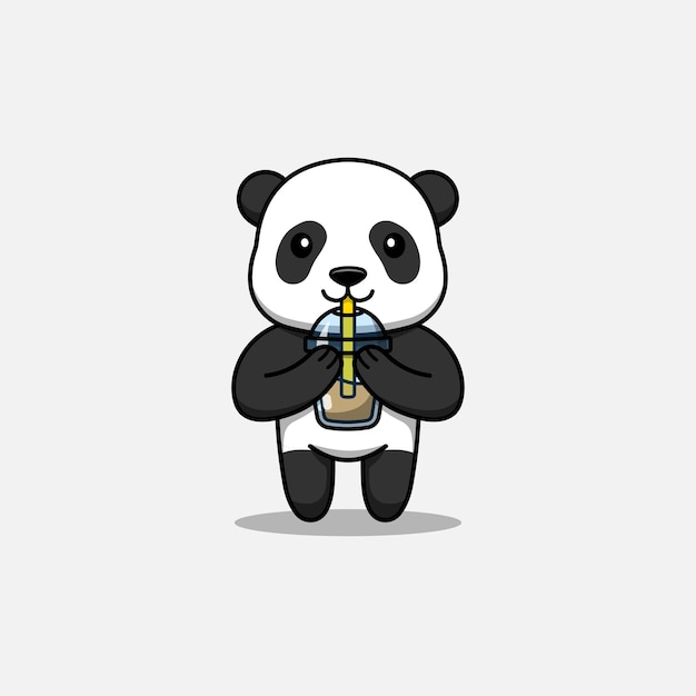 Panda carino che beve una tazza di caffè