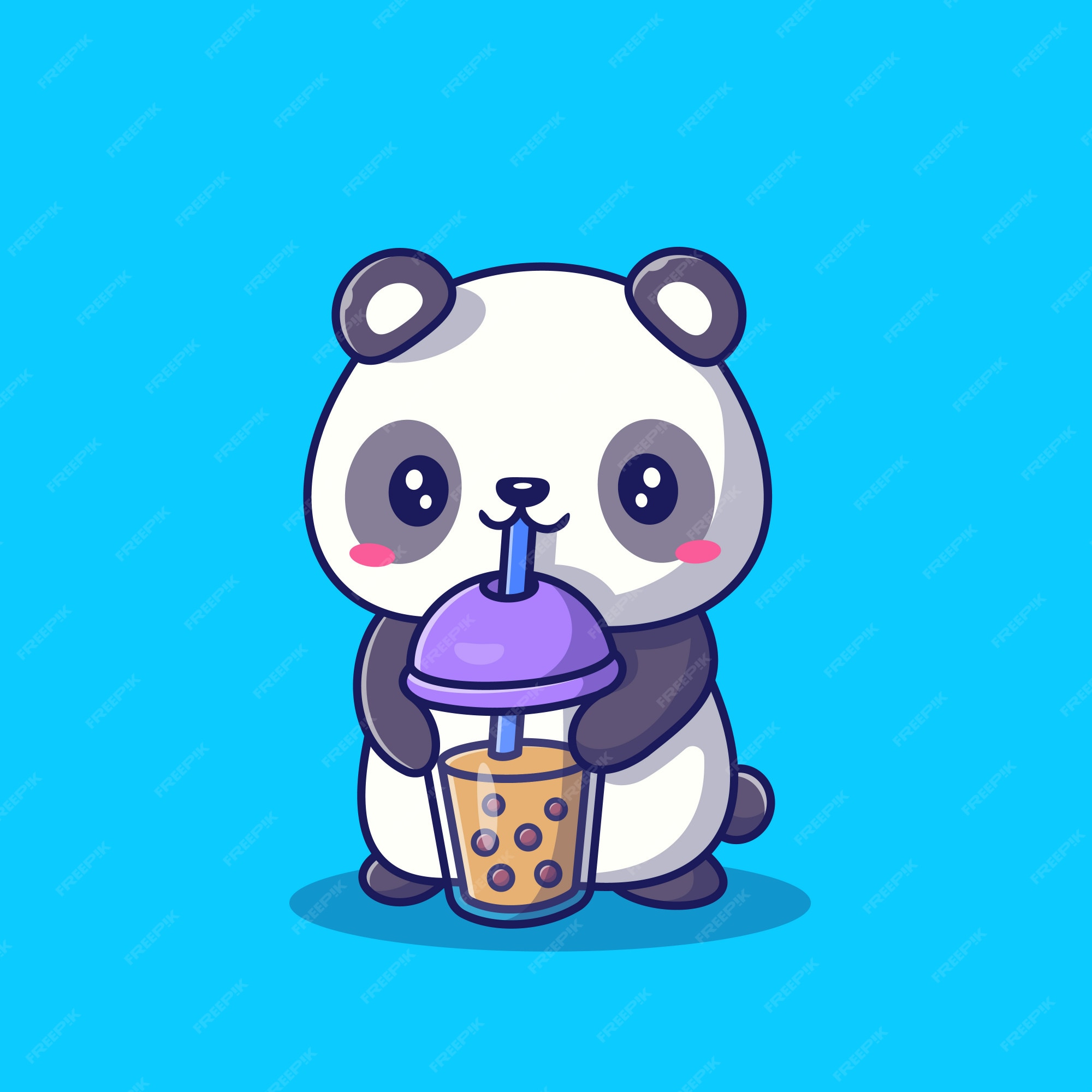 Premium Vector | Cute panda drinking milk tea boba cartoon icon  illustration. animal drink icon concept isolated premium . flat cartoon  style