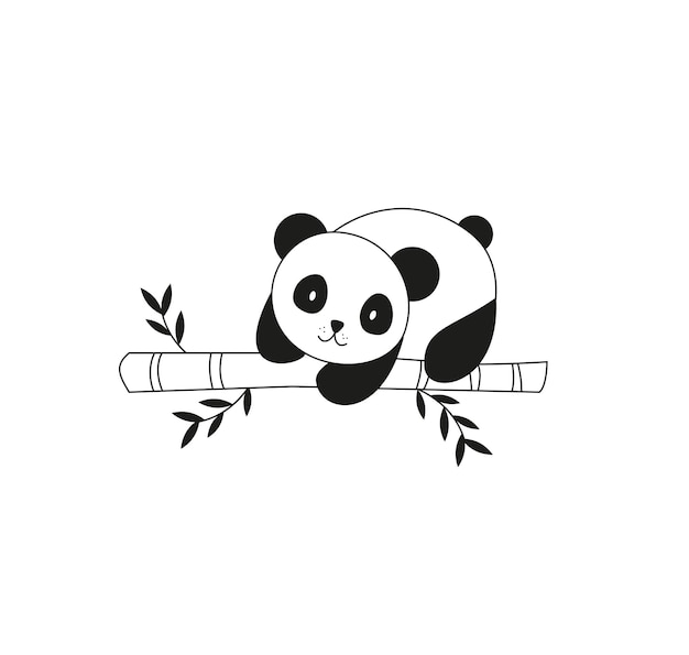 Cute panda eat bamboo cartoon vector icon illustration animal icon concept isolated premium vector flat cartoon style