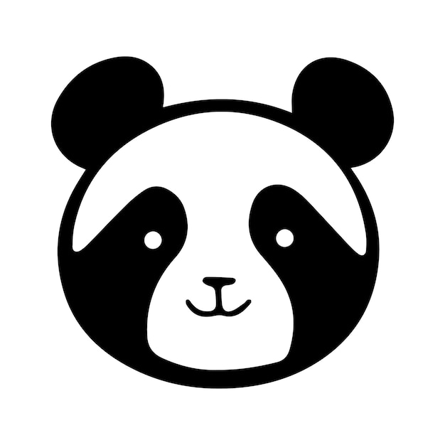 Логотип векторной иконки Cute Panda Face, выделенный на белом