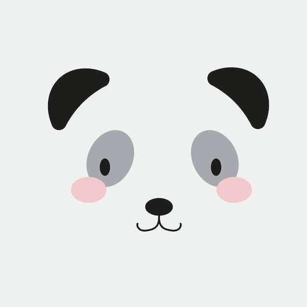 Vector cute panda face, muzzle, animal head, portrait. nursery character card for childish design