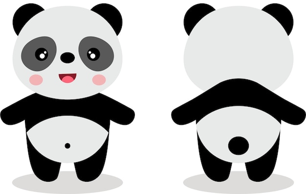 Cute panda on front and back position