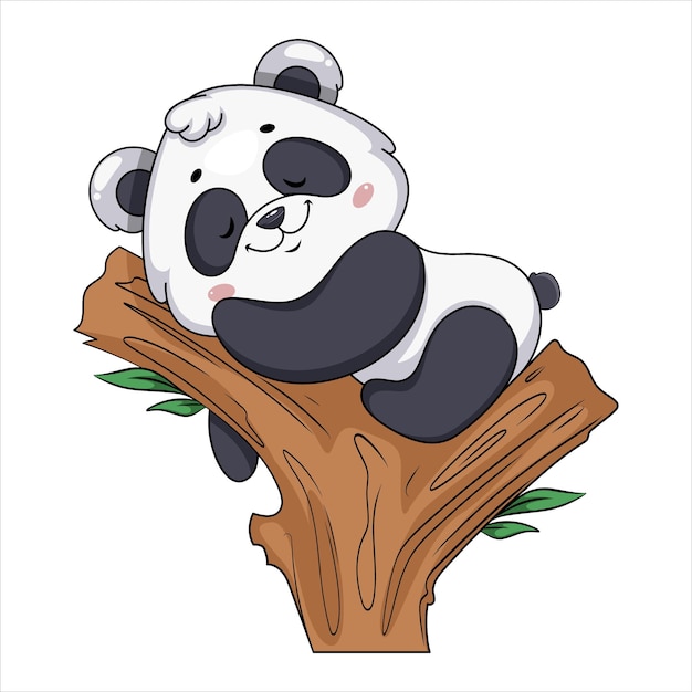 Vector cute panda funny cartoon character