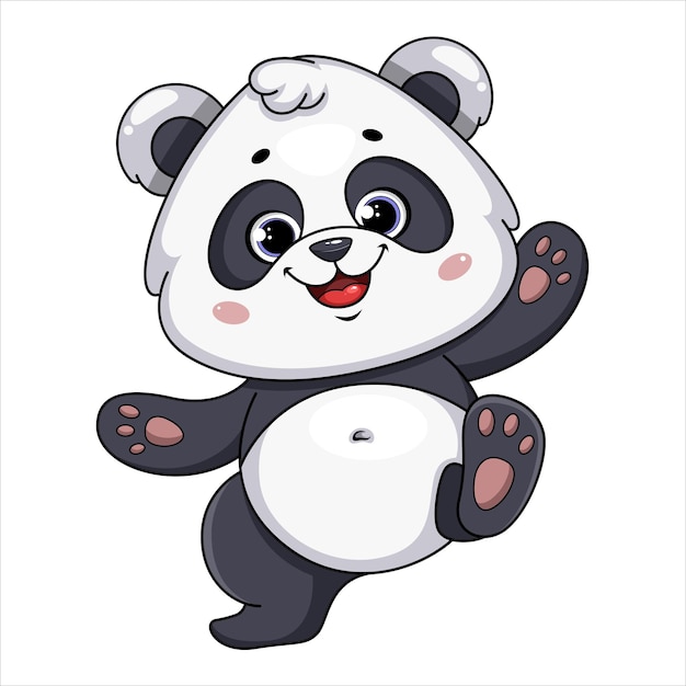 Vector cute panda funny cartoon character