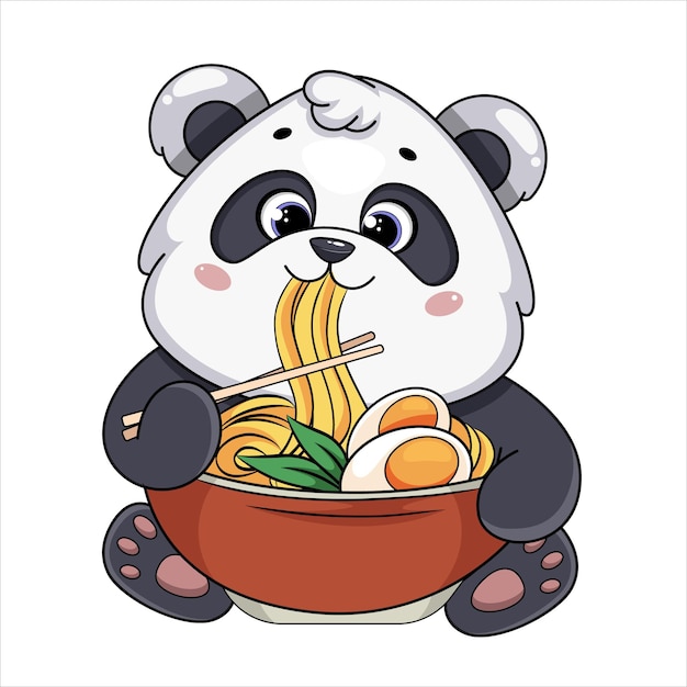 Vector cute panda funny cartoon character