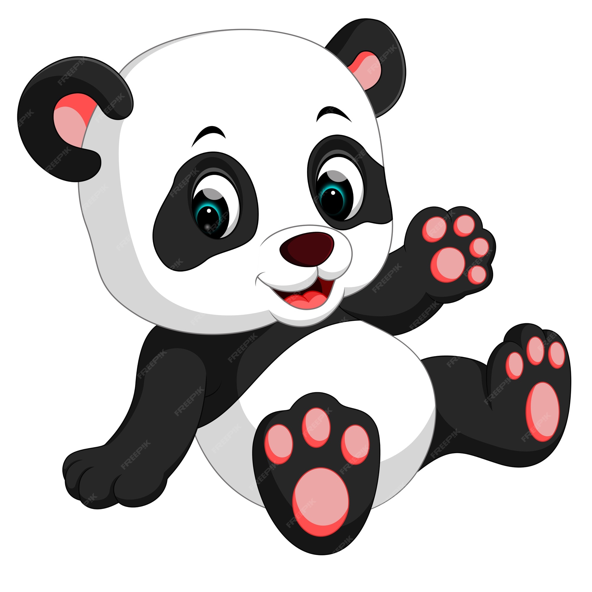 Premium Vector, Cute panda good posing