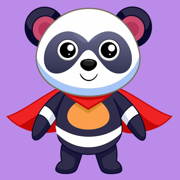 Cute Panda Hero Cartoon Vector Icon Illustration Animal Hero Icon Concept Isolated Premium Vector Flat Cartoon Style