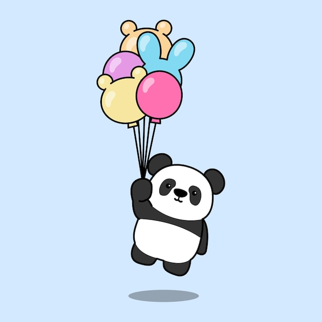 Cartone animato carino panda con palloncini vettore