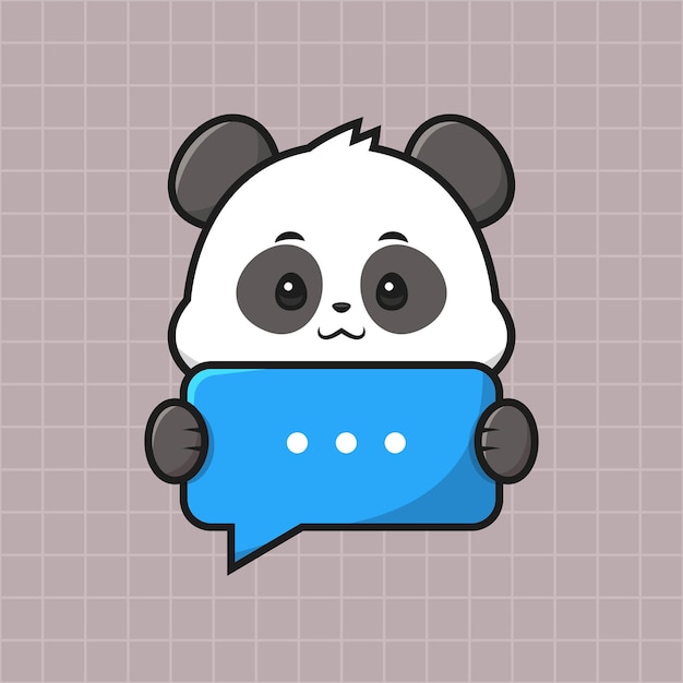 Vector cute panda holding message icon vector illustration