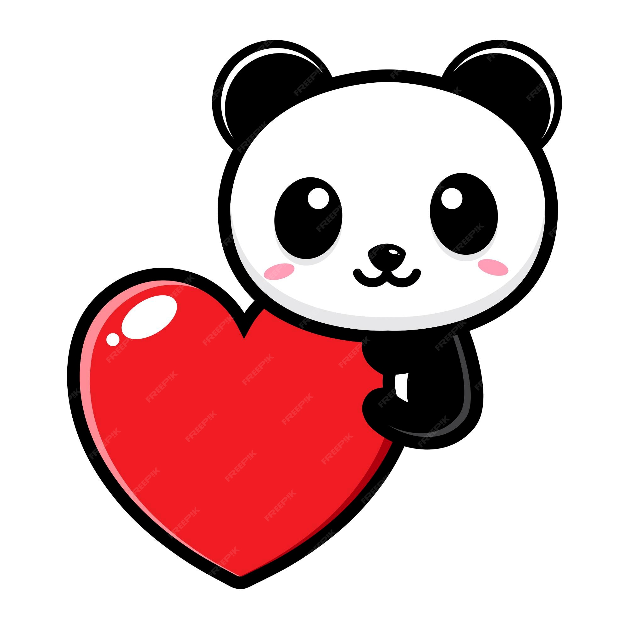 Cute Panda Hug Love Heart Cartoon, Illustrations ft. panda & heart - Envato  Elements