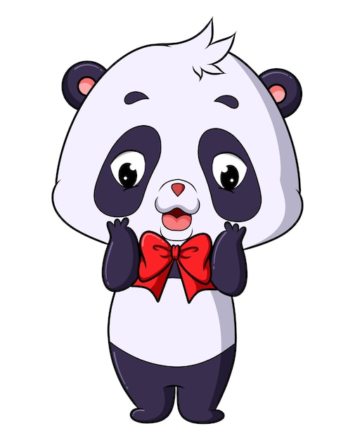 Premium Vector, Cute panda good posing