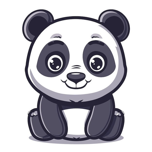 Cute panda isolated on a white background Vector illustration