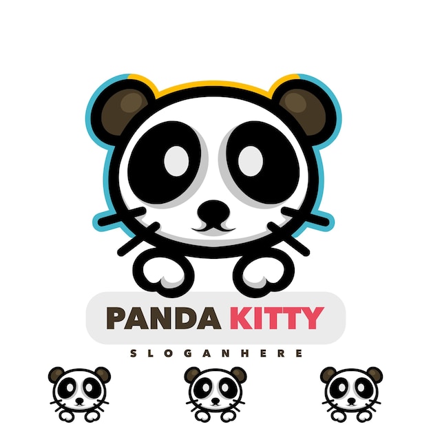 Cute panda kitty logo template