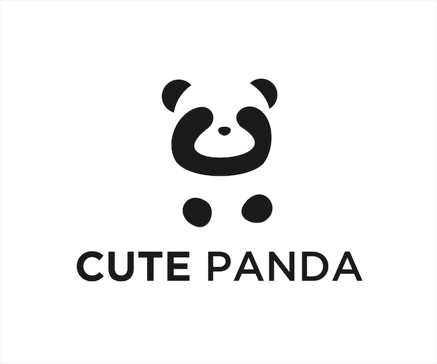 Carino panda logo design illustrazione vettoriale