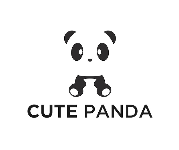 Carino panda logo design illustrazione vettoriale